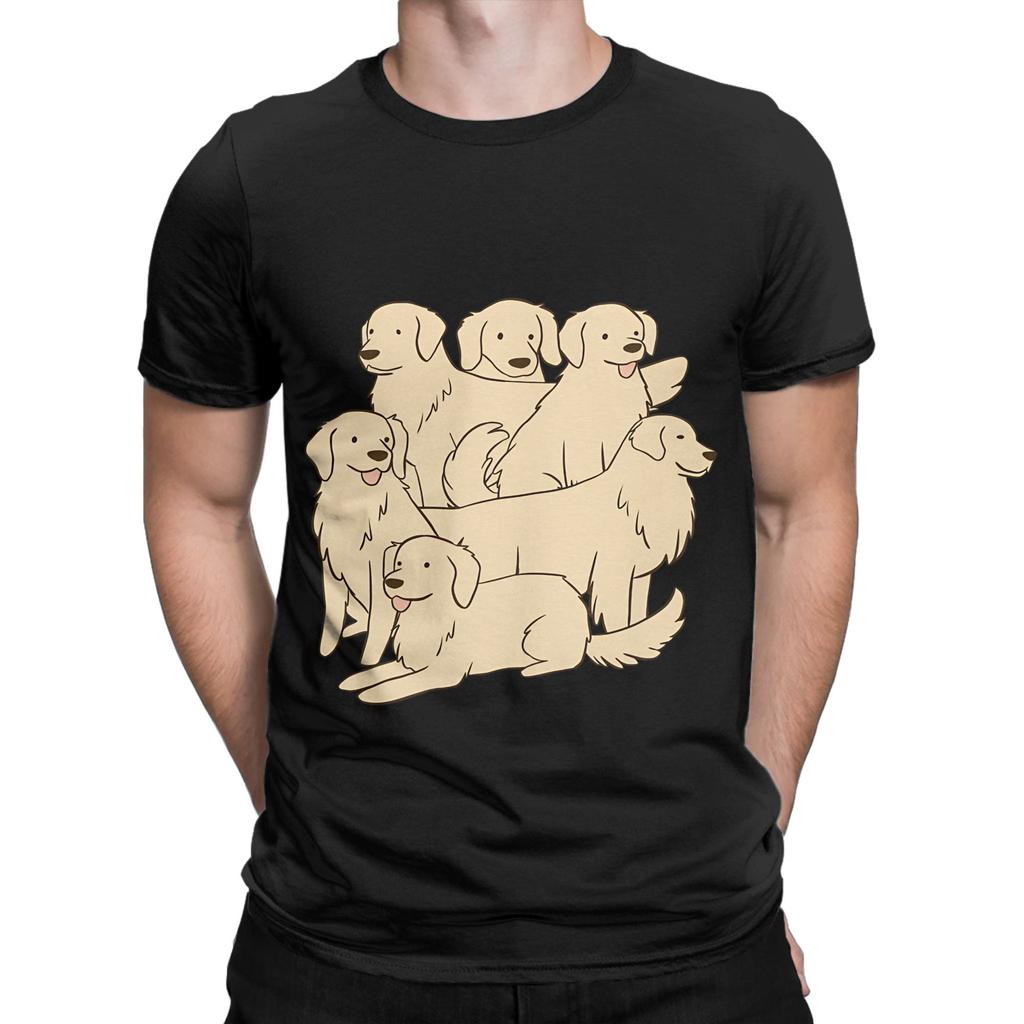 Cute Golden Retrievers Dogs Cartoon Illustration Novelty 100 Cotton Tshirt Gloden Retirever Tees Tops For Unisex