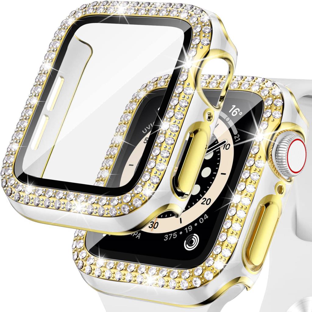 Glass+Cover For Apple Watch Case 40mm 44mm 45mm 41mm iWatch Accessories Diamond+Screen Protector Apple Watch Serie 3 5 6 SE 7 8
