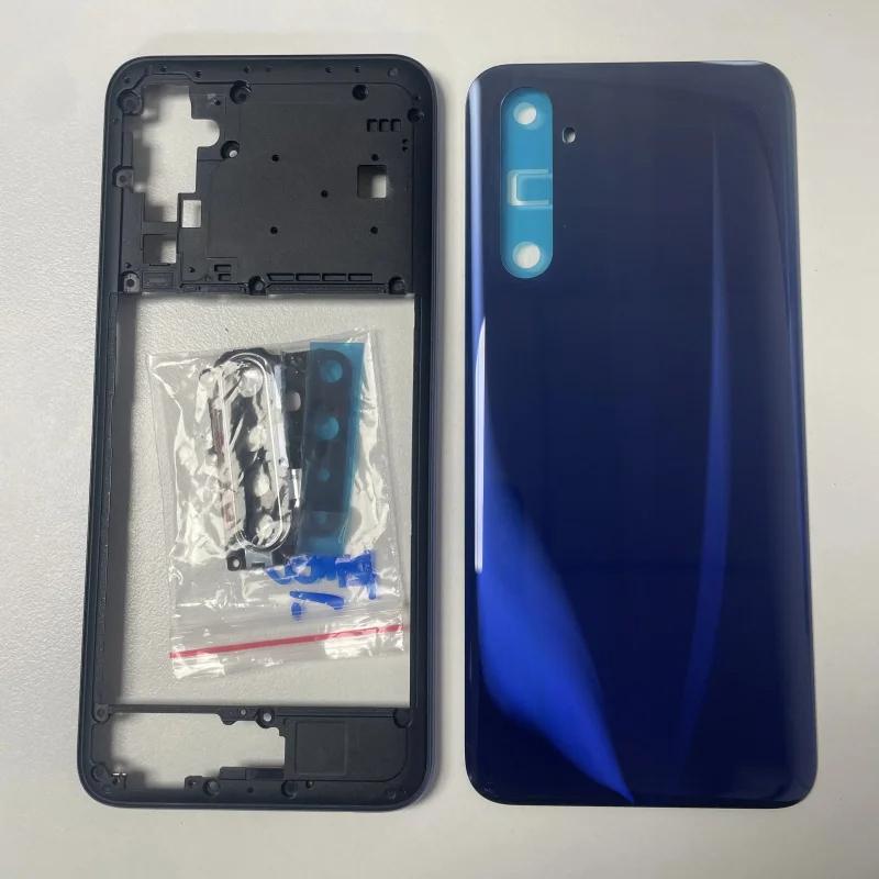 Handyhülle Mittelrahmen Akku Rückseite Gehäuse Panel mit Kameralinse Seitentaste Für Oppo Realme 6 RMX2001