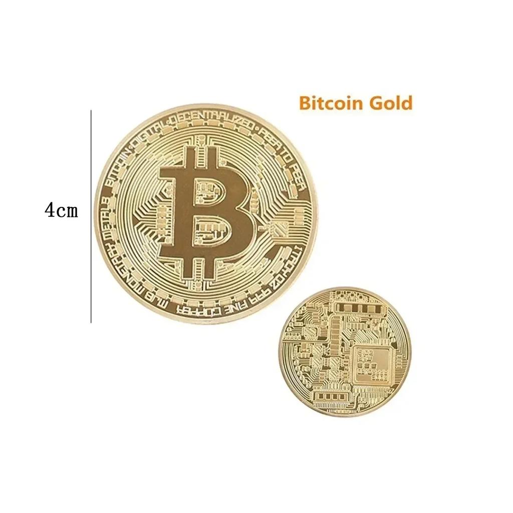 4 Stück Vergoldete Bitcoin Münze Sammlerstück Kunstsammlung Geschenk Physisch Gedenkmetall Antik-Imitation Alles Gute zum Geburtstag