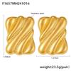 Qiong Yao Geometric Ribbed Stud Earrings, Gold-Plated Stainless Steel, Hypoallergenic Fashionable Jewelry
