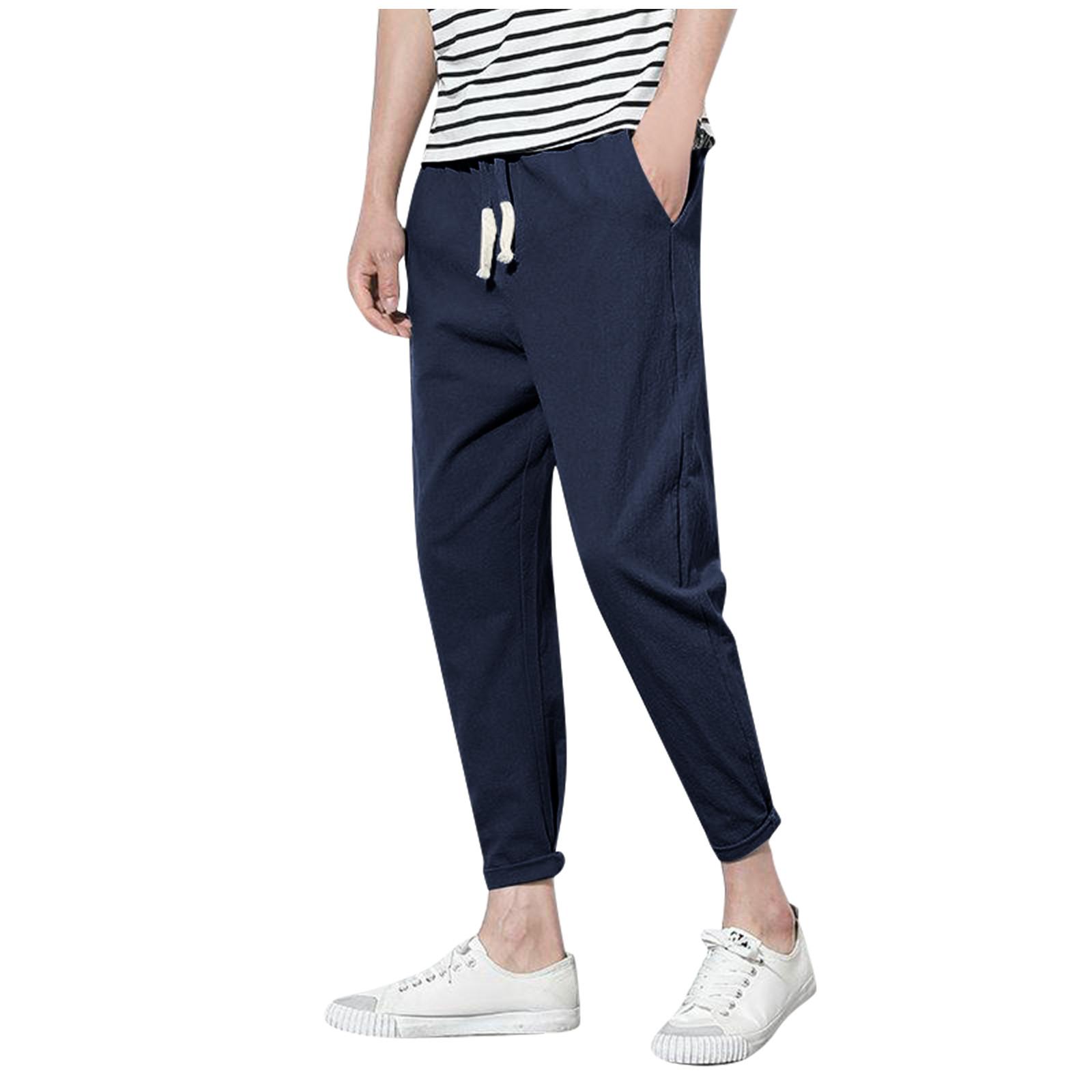 

Модные прямые свободные повседневные брюки в сочетании с укороченными широкими брюками XL тёмно-синий