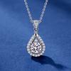 New 925 Sterling Silver Women Necklace Two Carat Drop -Shaped Pendant Full Diamond Zircon Clavicle Chain Jewelry Gift