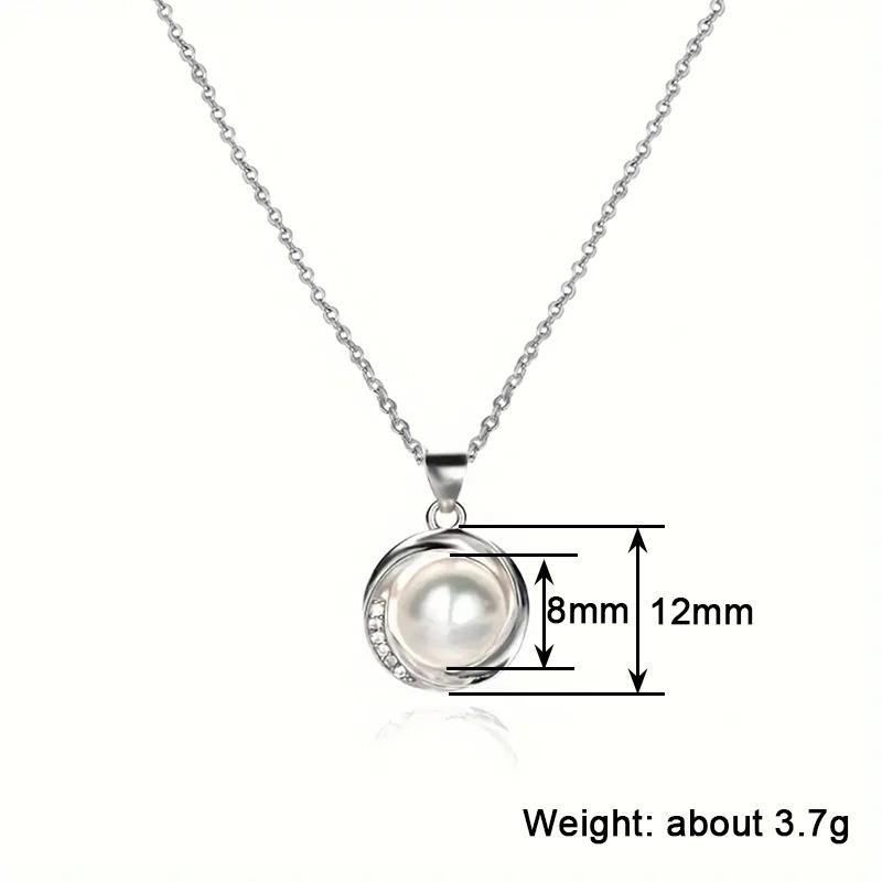 Huitan Elegant Trendy Imitation Pearl Pendant Necklace For Women Wedding Party Engagement Versatile Accessories Zircon Gift