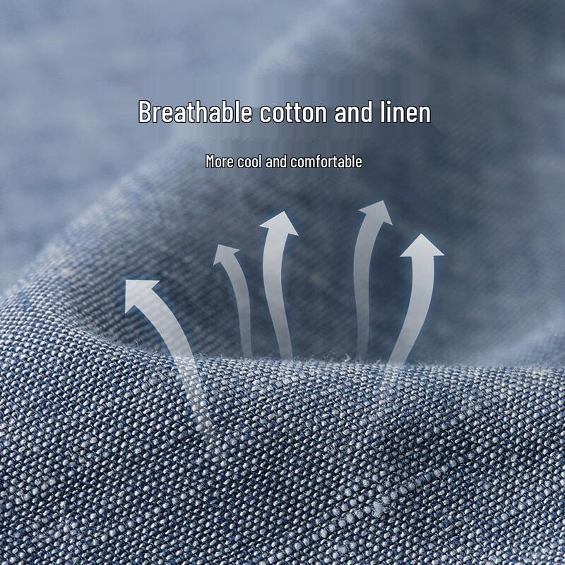 SEPTWOLVES Men's Long-Sleeve Cotton-Linen Shirt