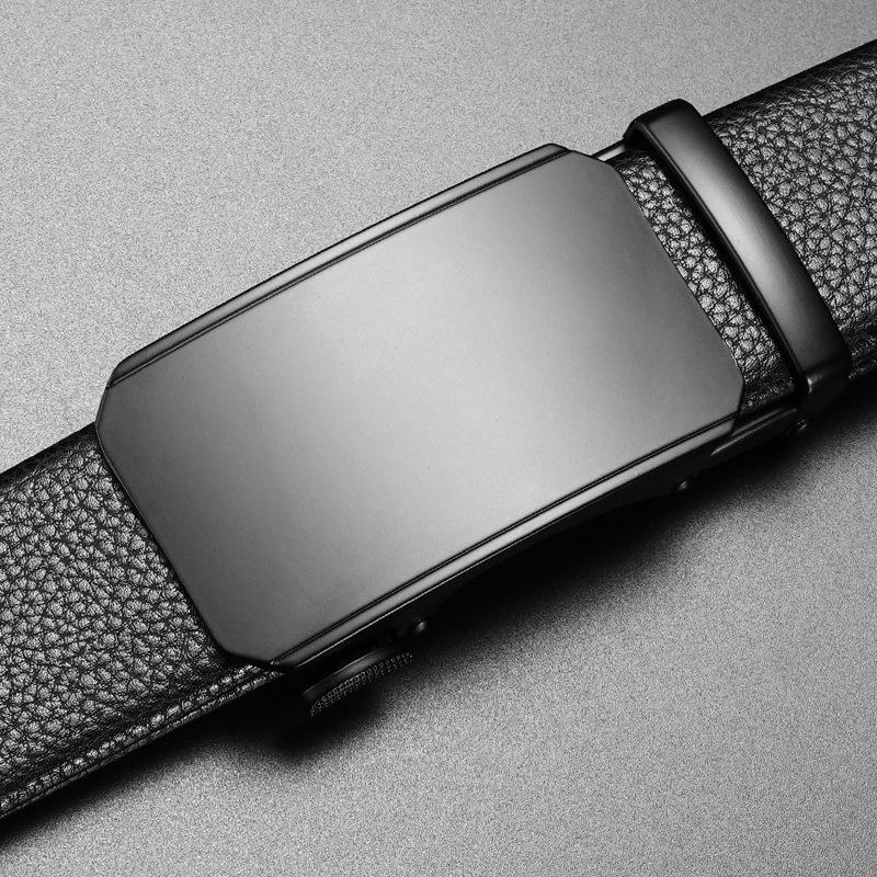 New Men's Belt Lychee Pattern Genuine Leather Belt Business Casual Automatic Buckle Middle Aged and Young Trousers Belt Men