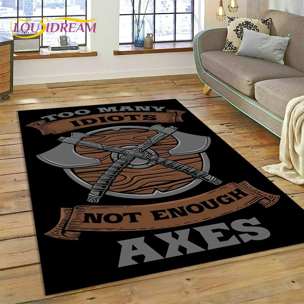 Viking Nordic Odin Valhalla Cartoon Valknut Carpet Rug for Home Living Room Bedroom Sofa Doormat Decor,kid Area Rug Non-slip Mat