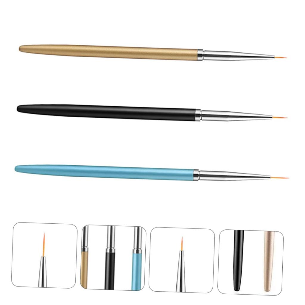 LINMANDA 3Pcs Nail Art Drawing Pens Manicure Brushes for Plotting Tools Flexible Tips for Professional and Home Use Convenient