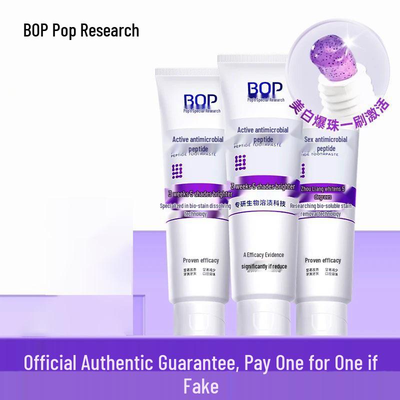 

Bop Whitens and Freshens Toothpaste - Removes Yellowing and Stains, Brightens Teeth, Refreshes Breath.