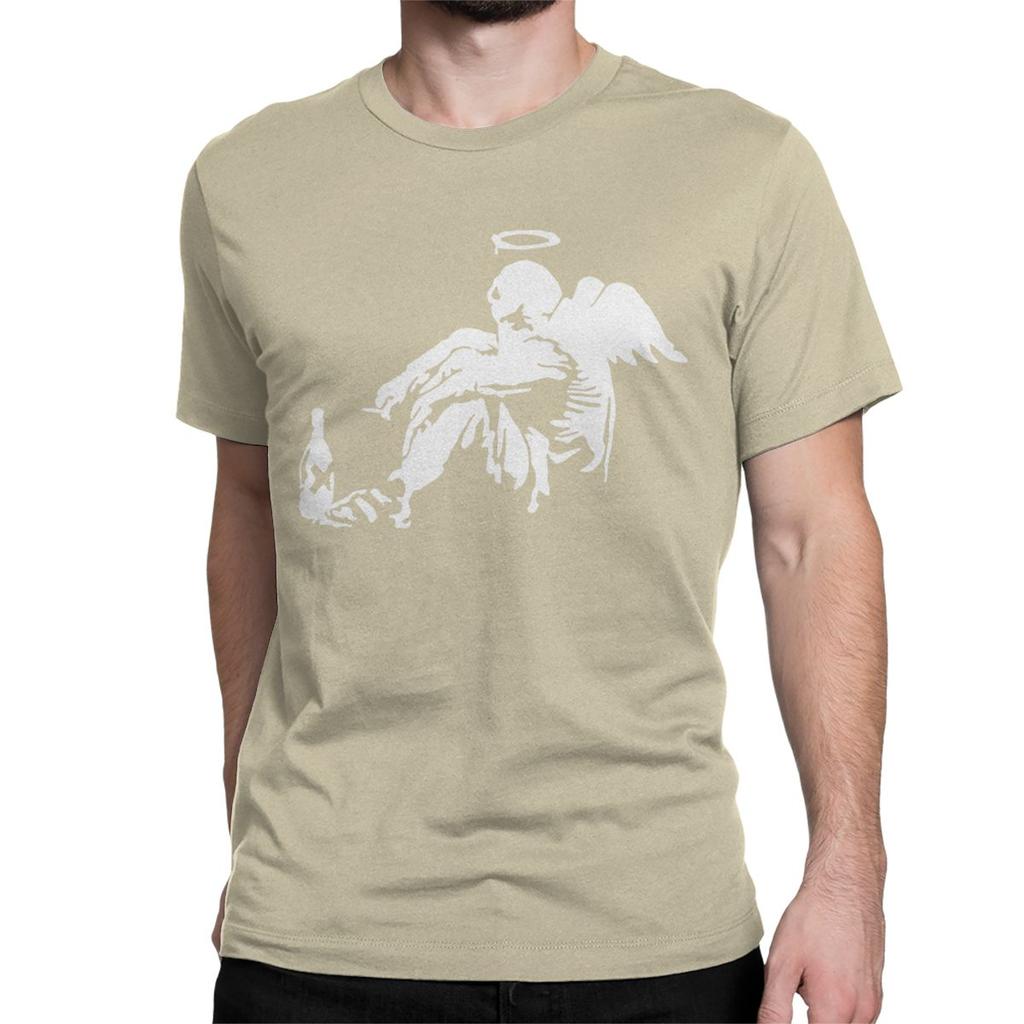 Banksy Fallen Angel T Shirt for Men Women Pure Cotton Vintage T-Shirt Round Collar Tee Shirt Short Sleeve Clothes Birthday Gift