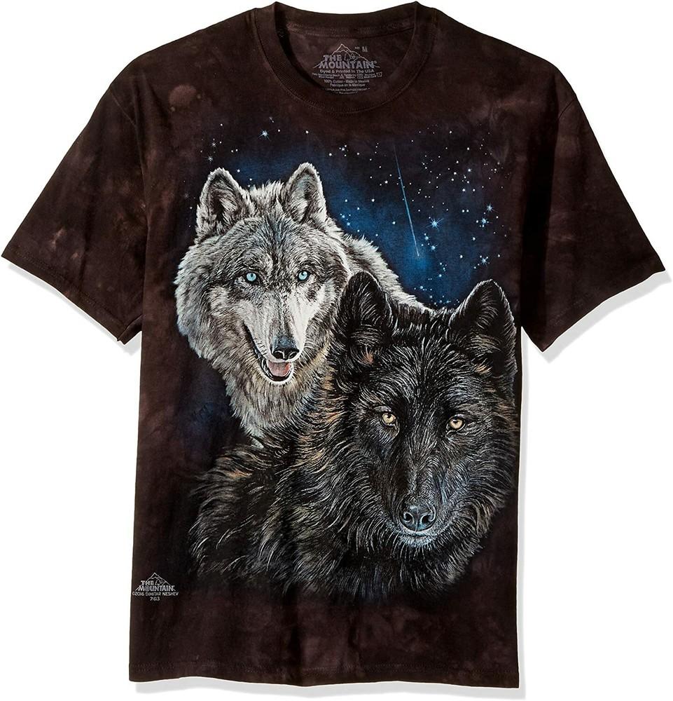 Wolf Star Wolves Pack Hunt Black Moon Night Dog Space T-Shirt Mountain S-4X S