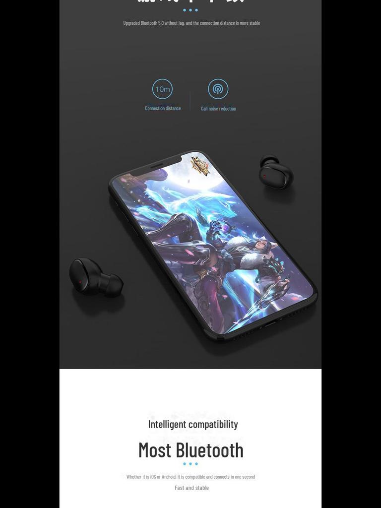 A6S Auricolare Sportivo Wireless Bluetooth In-Ear con Riduzione del Rumore e Controlli Touch