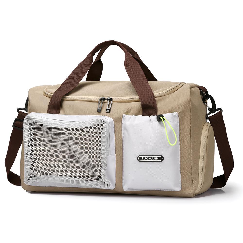 Large-capacity travel bag with dry and wet separation, sports yoga fitness bag, portable crossbody storage bag with independent shoe compartment