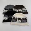 Cartoon Kitten Jacquard Knitted Bag Hat Women's Autumn and Winter Fashion Warm Windproof Ear Protection Face Small Wool Hat