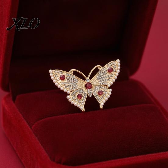 Metal Butterfly Pins Women Rhinestone Brooch Pin, Vintage Insect Alloy Badge Pin Jewelry Accessories for Daily Wear Wedding Party Prom Shaped