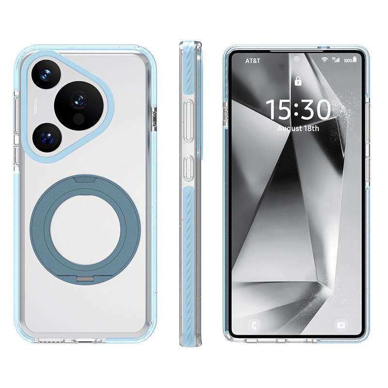 Applicable to Huawei p80 rotating 360 magnetic bracket mobile phone case Samsung S25U candy three-in-one transparent anti-drop cover
