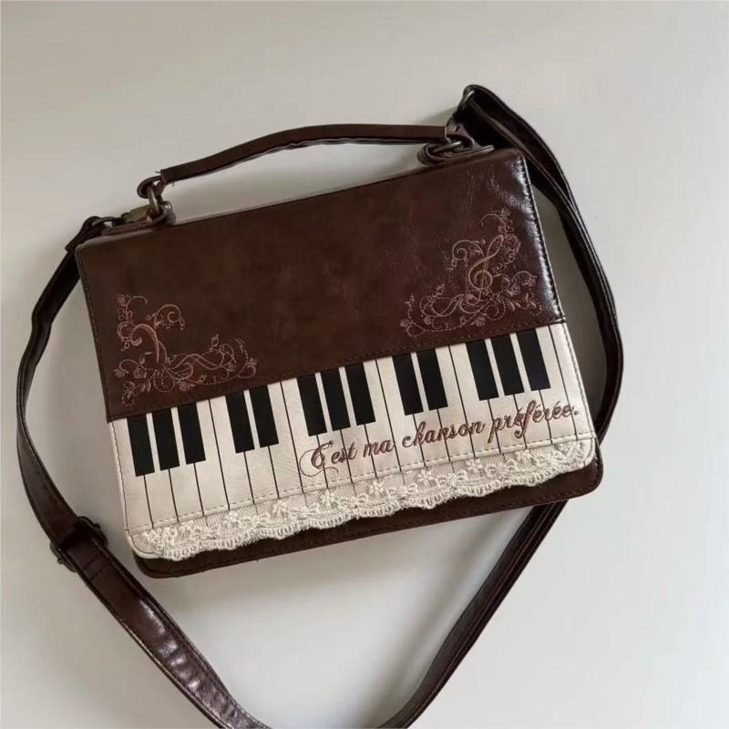 JIAERDI Harajuku Personalized Piano Square Bag Female Vintage Brown Crossbody Bags Women Fairycore Aesthetic Handbag 2025 New
