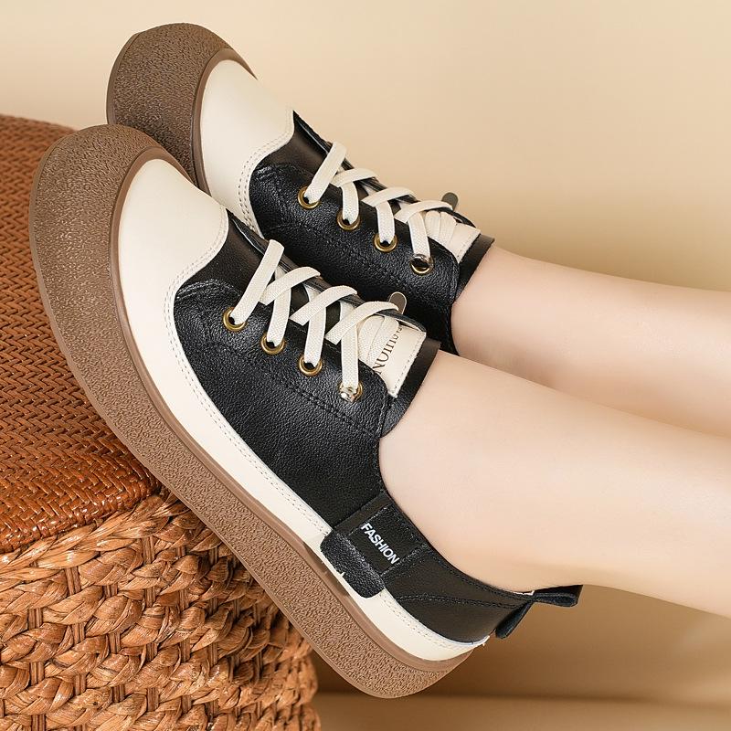 

Женские кроссовки из натуральной кожи 2025, повседневная мода: Удобный, Легкий, Нескользящий, Универсальный, Мягкий эластичный, Износостойкий для всех сезонов 35 чёрный