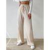 Fashion 2024 New Arrival Knot Waist Texture Knitting Wide Leg Pants Elastic High Waist Pure Color Casual Loose Straight-leg Women's Clothing