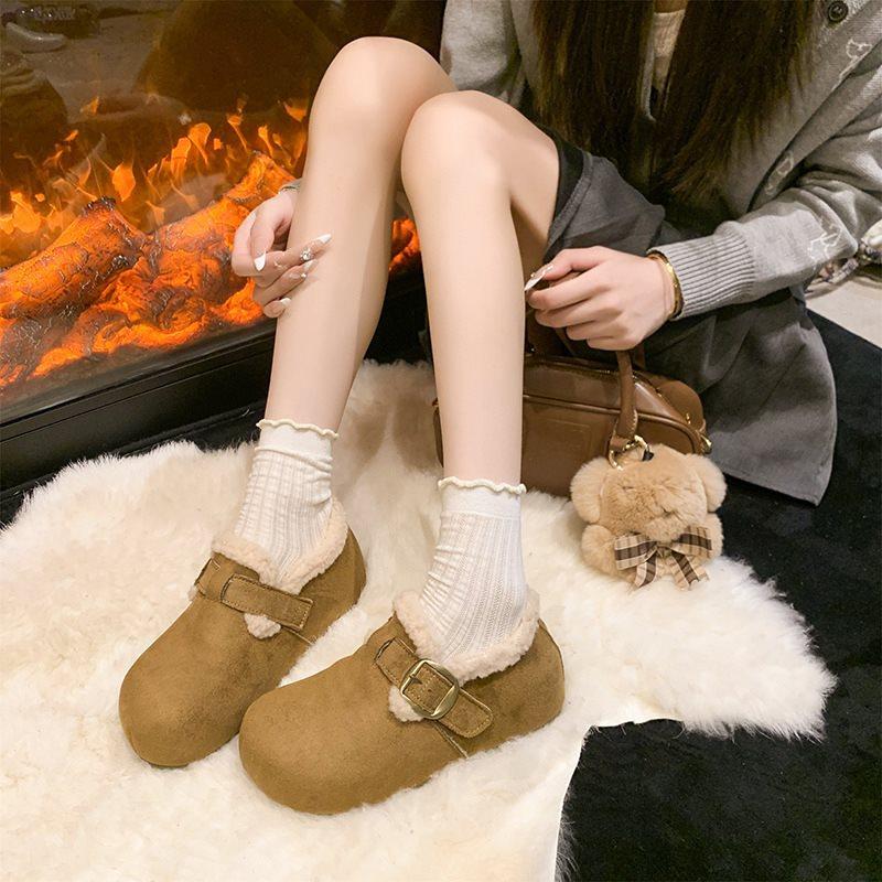 Boken Winter New Cotton Slippers Retro Mori One Pedal 2025 Mao Mao Slippers Slippers Casual Fashion