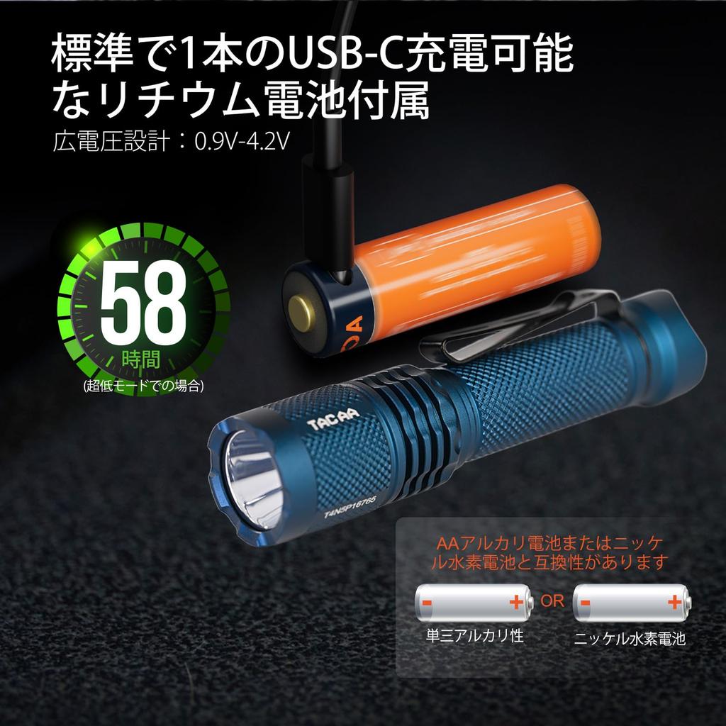 ACEBEAM TAC AA Compatible with AA 360 900 Powerful LED Rechargeable Over 500 IP68 Handheld EDC Light for Disaster Power Outage and Emergency ANSI