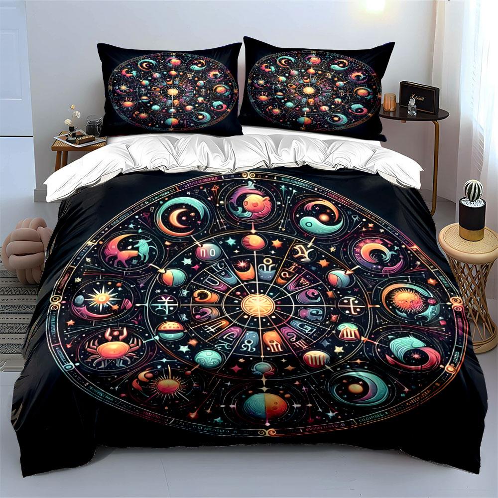Zodiac Astrology Wall Art Set Multiple Sizes Kid'S And Adults' Bedroom Exquisite 3Pc Bedding Set, Gift