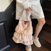 Cross-Body Tote Bag for Women Large Capacity Canvas Purse with Pleated Design Slouchy Hobo Bag Aesthetic Lazy Style Shoulder Bag