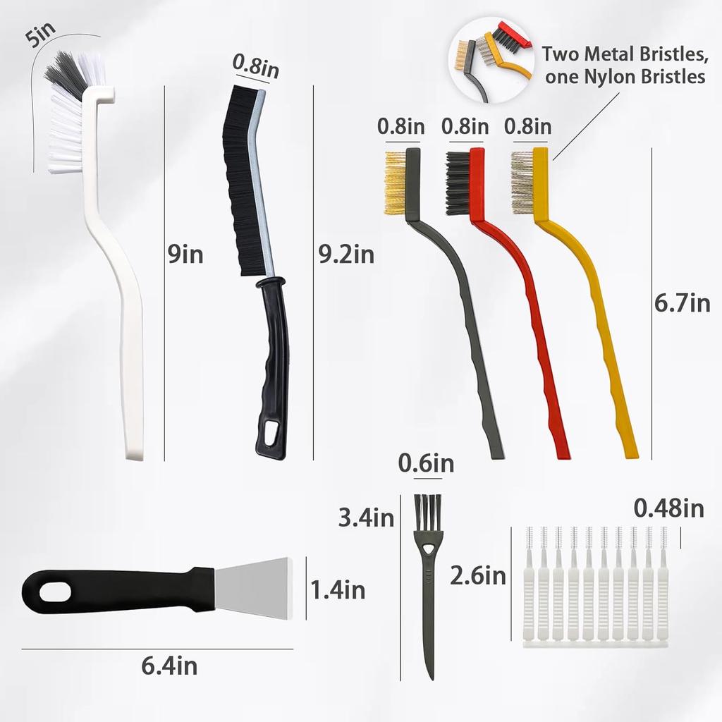 20-Piece Crevice Cleaning Brush Set - Multifunctional Kit With Precision Brushes, Scraper&Shower Cleaner Brush For Car, Kitchen, Bathroom, Grout,