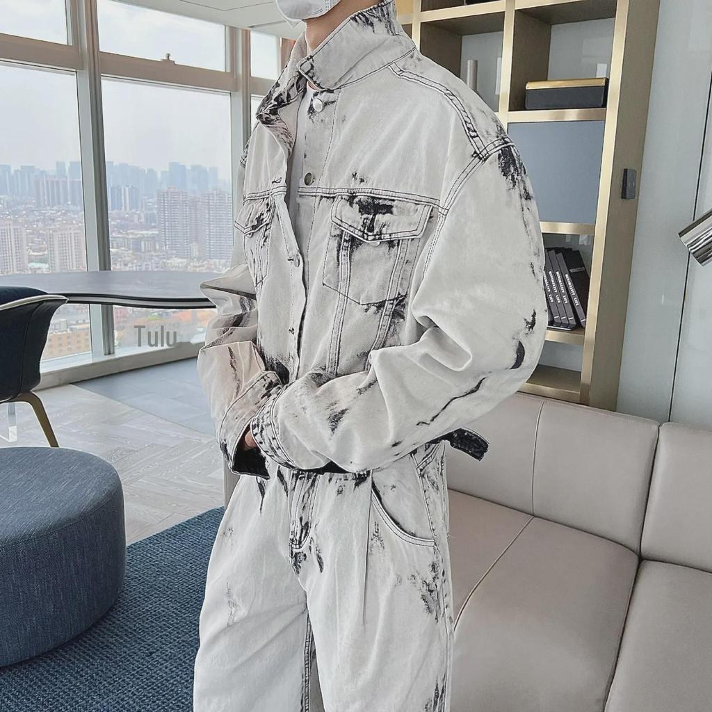 2023 Herr Höst Lös Ledig Tvådelad Kostym: Trendig jacka och byxor i stora storlekar