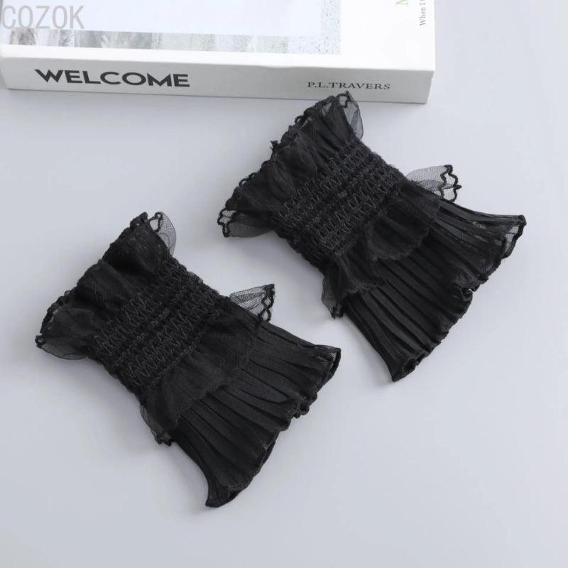 DIY Abnehmbare Manschetten Manschettenverlängerung Stickerei Spitze Gänseblümchen Falsche Ärmel Elastisch Wildes Handgelenk Plissiertes Organ Lolita Falsche Ärmel