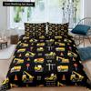 Náklaďák Bagr King Queen Povlak na přikrývku Žlutý Traktor Sada povlečení pro děti Kluci Dívky Cartoon Car Transporter 2/3ks Povlak na přikrývku