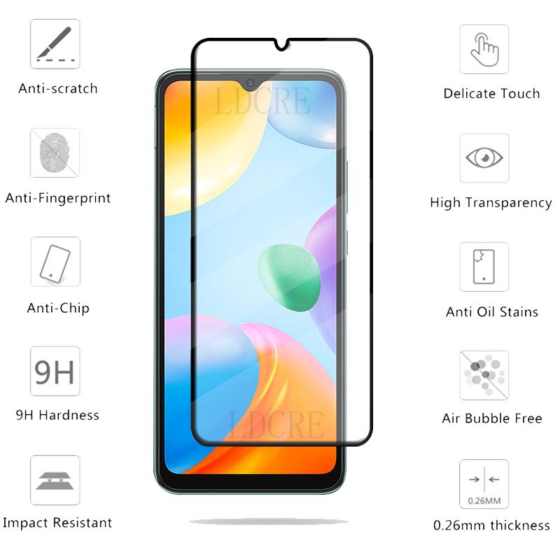 4Pcs For Xiaomi Redmi 10C Glass Redmi 10C Tempered Glass Protective Film Full Cover Glue 9H HD Screen Protector Redmi 10C Glass 2