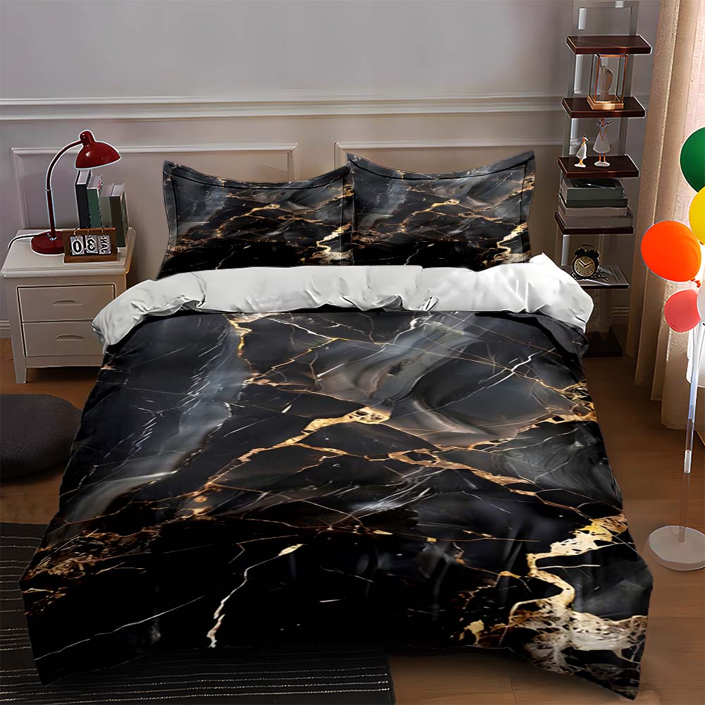 

Black marble pattern. Bedding Duvet cover sets Duvet covers Pillowcases gifts (1 * Duvet Cover 2 * Pillowcases, without duvet insert) 135x200cm