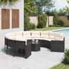 VidaXL Garden Sofa with Table Round Cushions Black Braided Resin, Outdoor Sofa, Round-shaped Sofa, Sofa of 3318535