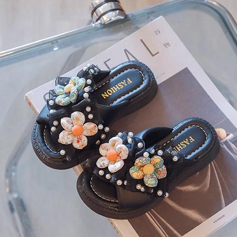 Girls Sandals Summer Open Toe Slide Non-slip Children Home Slippers Kids Girls Spring Cute Beach Slippers Shoe