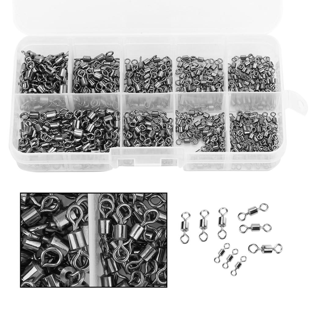 210pcs High Strength Stainless Steel 2# 4# 6# 7# 8# Rolling Swivel Fishing Tackle Box