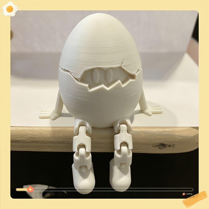 Cracked Egg Ornament With Movable Joints, Two Curious Eyes Peeking Out, Easter Decor for Living Room, Bookcase, Display Cabinet,