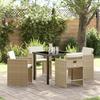 VidaXL 5-piece Garden Dining Set with Beige Cushions In Poly Rattan 3379988