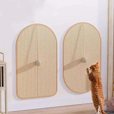 Cat Scratching Mat Self-Adhesive Trimmable Carpet Cat Scratching Post Carpet Washable Scratching Pad + Hanging Ball Cat Pet Toys