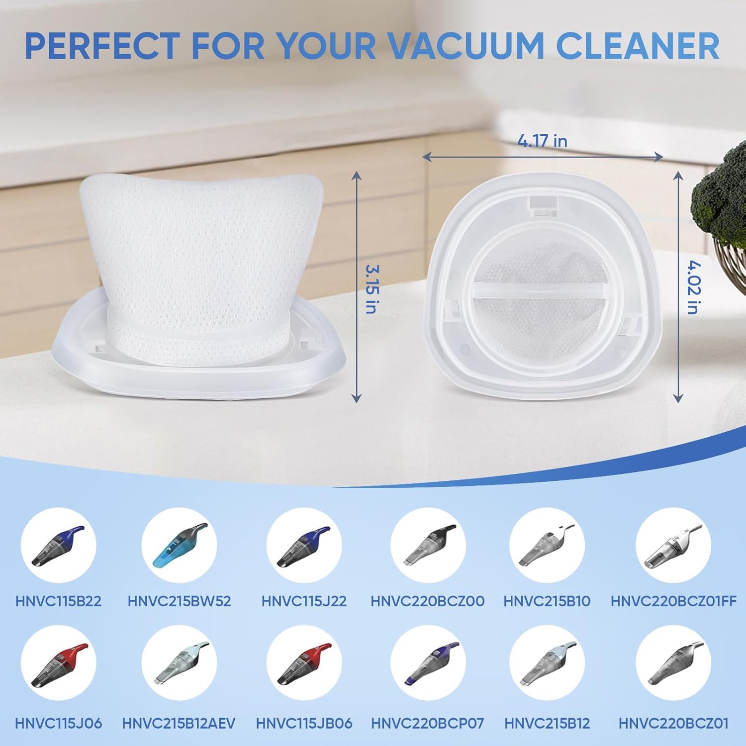 

4 шт. Моющиеся фильтры HNVCF10 для Black and Decker Dustbuster HNVC215B10, HNVC215B12, HNVC215BW52, HNVC220BCZ01, HNVC115JB06, United States