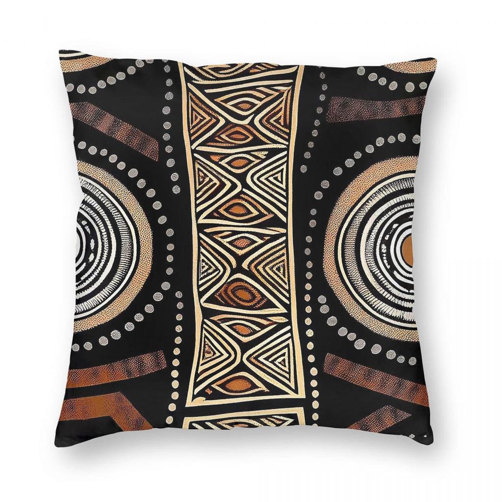 Vintage African Mud Cloth Square Pillowcase Polyester Linen Velvet Pattern Zip Decorative Home