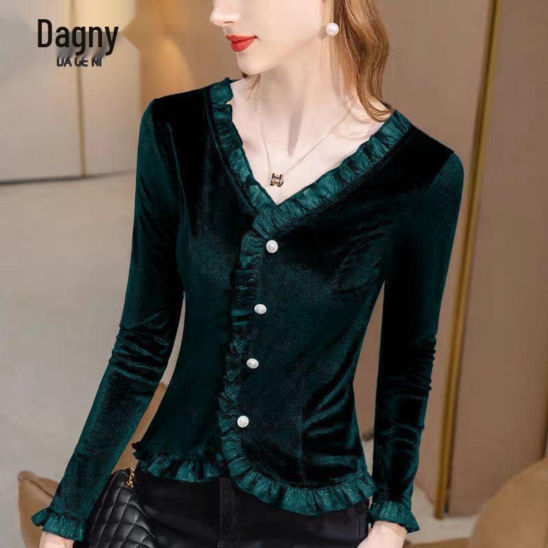 

Stylish Lace Pullover Cardigan for Petite Women - Golden Velvet Base Layer Top M (up to 100 jin)