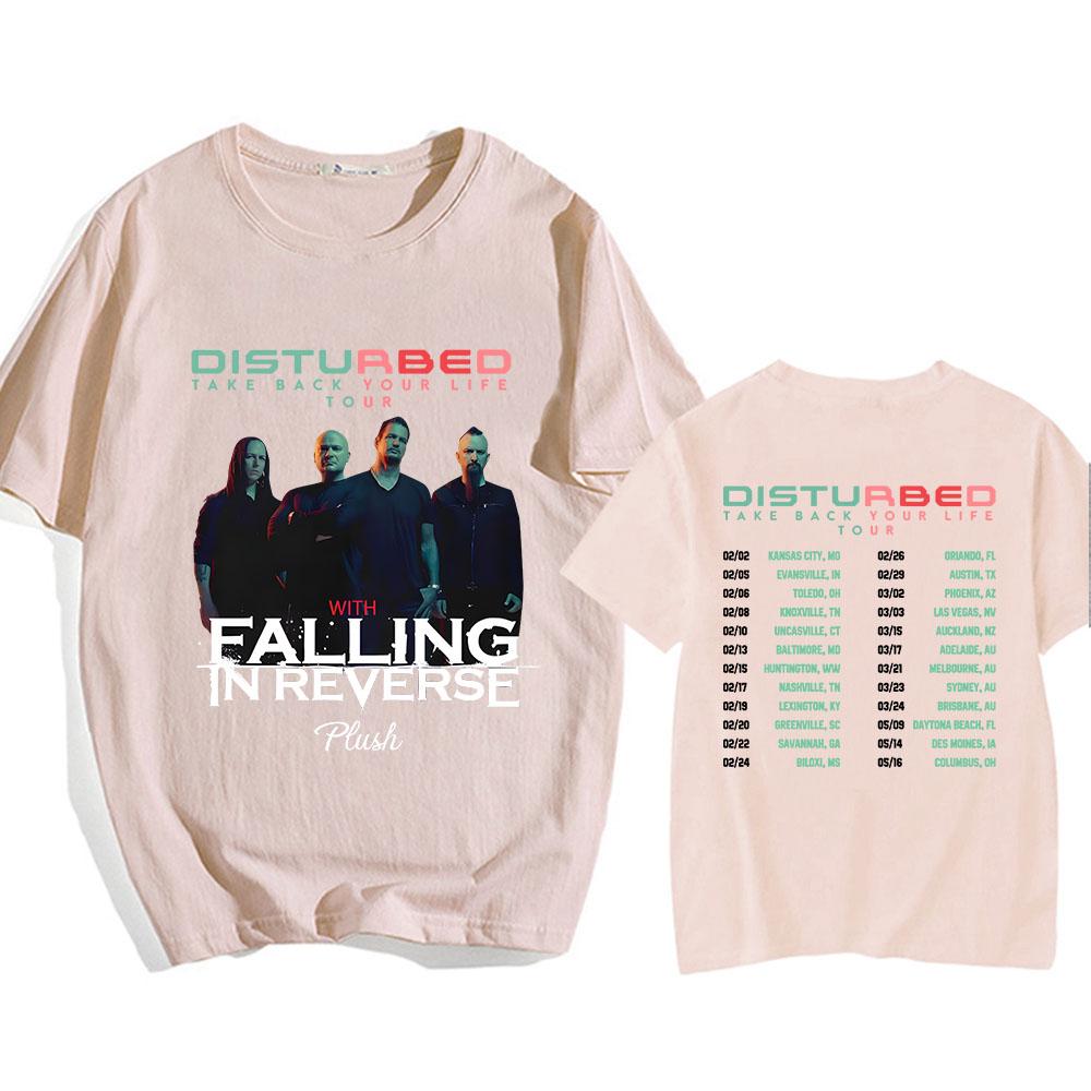 Disturbed Take Back Your Life Tour Tshirts Graphic Printing Unisex Women Teeshirt Short Sleeve Cotton Comfortable Tshirts Boys S