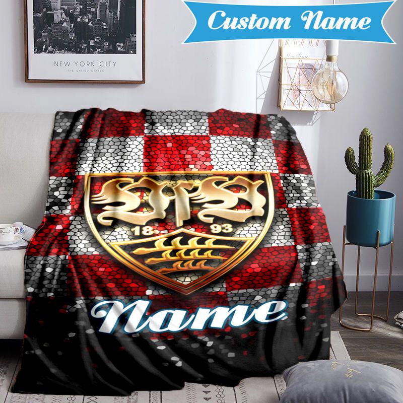 Custom Name VfS Crest Flame Blanket Lightweight Ideal Bedding Blanket Perfect for Travel, Camping, Living Rooms, Sofas, Christmas Gift