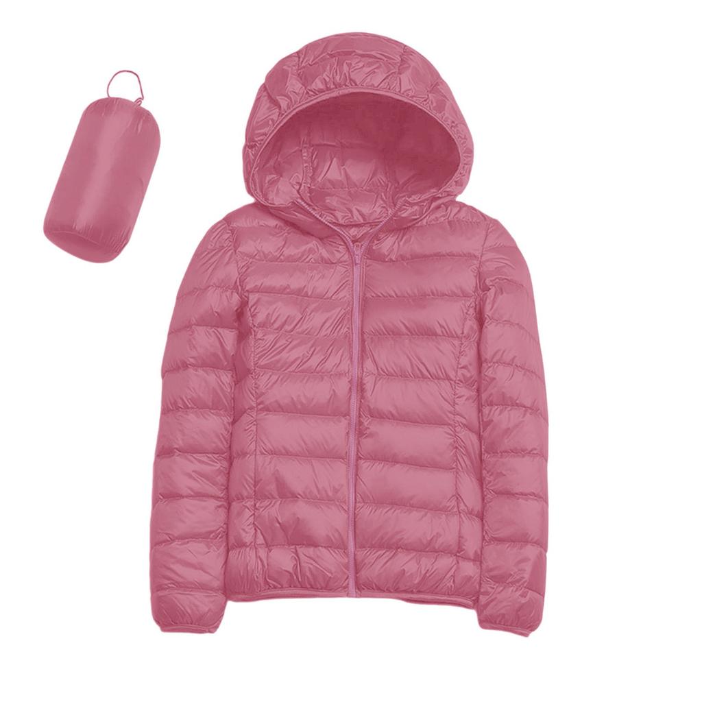 Winter New Style, Women's, Casual, Solid Color, Lightweight Waterproof Down Jacket, White Duck Down, Hooded Down Jacket, Outerwear