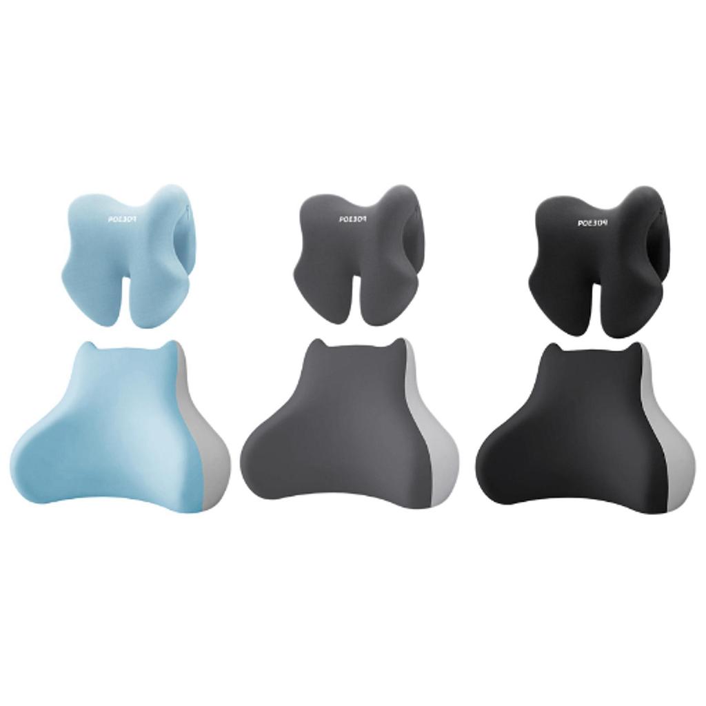 2 Stück Lendenstützkissen mit Kopfstützkissen Mehrzweck-Rückenpolster Stuhlkissen für Gaming-Stuhl Sofa Couch Reise Liegesessel