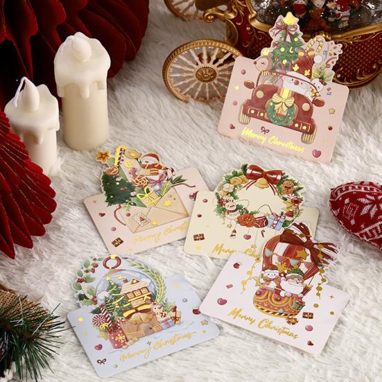 Yousheng 10 Pcs Christmas Greeting Card Gold Stamping Blank Xmas Postcards 3.9 X 5.3 Inch Merry Christmas Cards for Friends Family