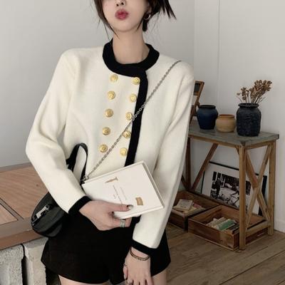 Sweater Jacket Women's High-end Temperament Loose Short Double-breasted Knitted Cardigan Top Autumn