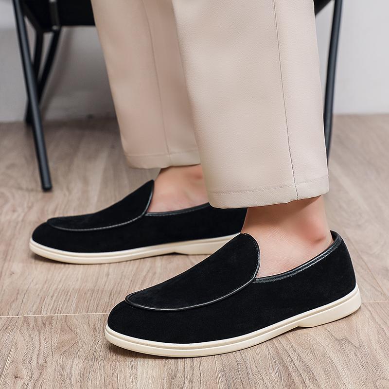 Fashion Men Loafers Business Shoes Suede Leather Soft Sole Male Casual Shoes Retro Flat Dress Shoes Moccasins Designer Slip on Men Shoe