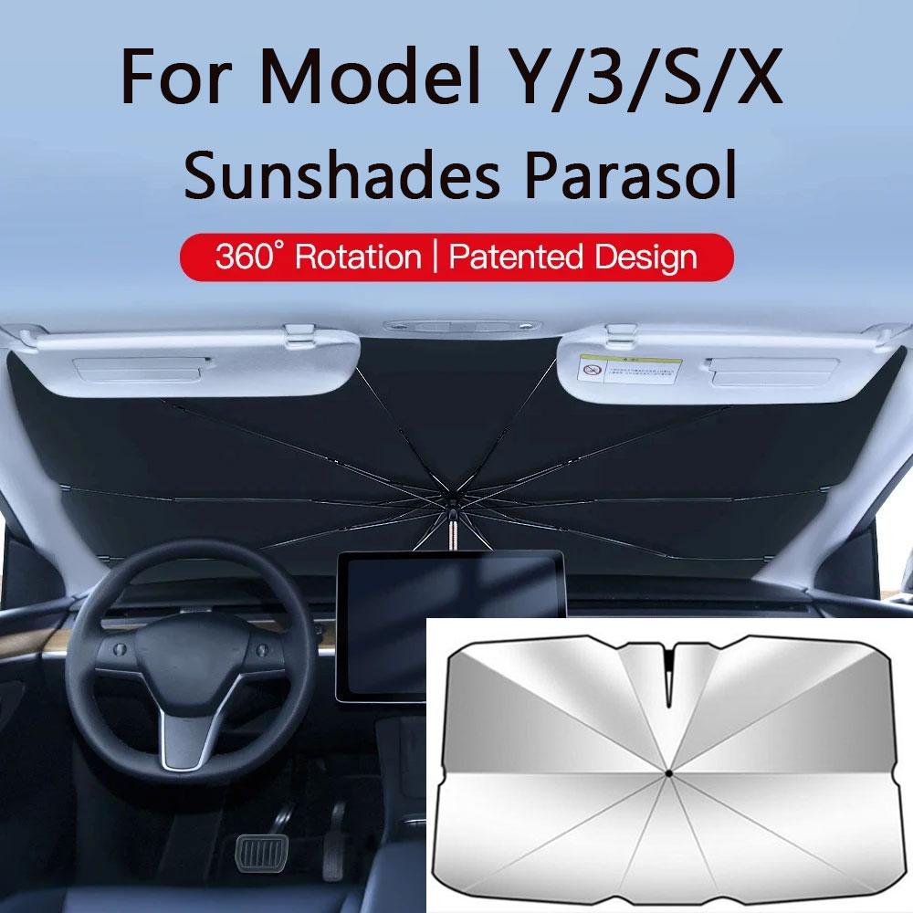 Sunshades For Tesla Model 3 Sunroof Highland 2026 Model Y 2020-26 Ice Cloth Buckle Sun Pare Glass Front Rear Skylight AccessoryWindshield Sunshades 1